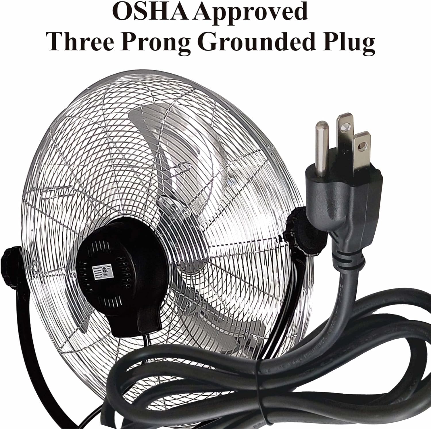 Optimus 20in Adjustable Industrial-Grade HV Oscillating Stand Fan With Chrome Grill, 30in x 24in, Black