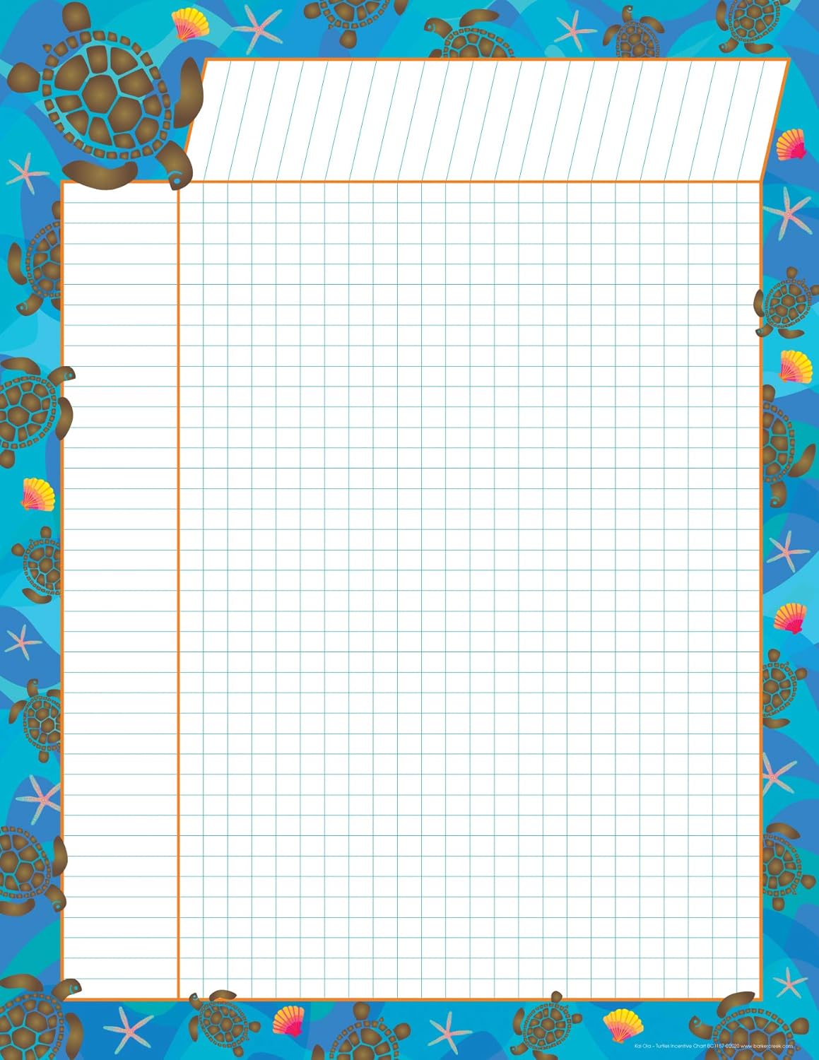 Barker Creek Kai Ola Incentive Chart Set of 4, Four Coordinating Incentive Charts in Colorful Tropical Sea Life Designs