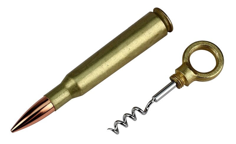 Caliber Gourmet Corkscrew Wine Bottle Opener, Made from a Real 50 Caliber Gold Bullet