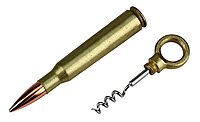 Caliber Gourmet Corkscrew Wine Bottle Opener, Made from a Real 50 Caliber Gold Bullet