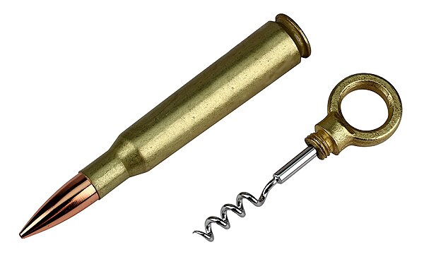 Caliber Gourmet Corkscrew Wine Bottle Opener, Made from a Real 50 Caliber Gold Bullet