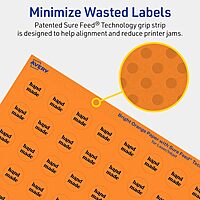 Avery Printable Round Labels, Sure Feed Technology, 3/4" Diameter, Bright Orange Labels, Print-to-The-Edge, Laser/Inkjet