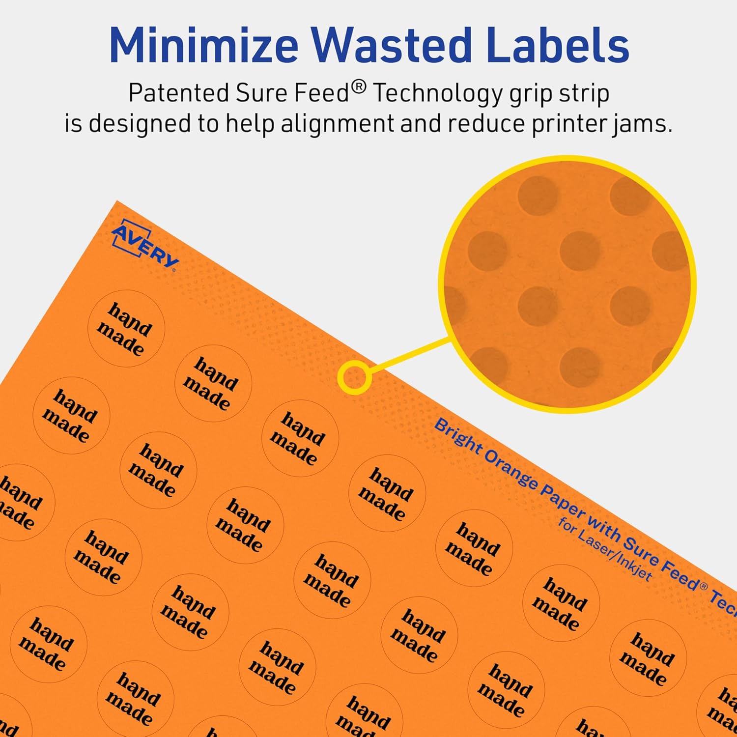 Avery Printable Round Labels, Sure Feed Technology, 3/4" Diameter, Bright Orange Labels, Print-to-The-Edge, Laser/Inkjet