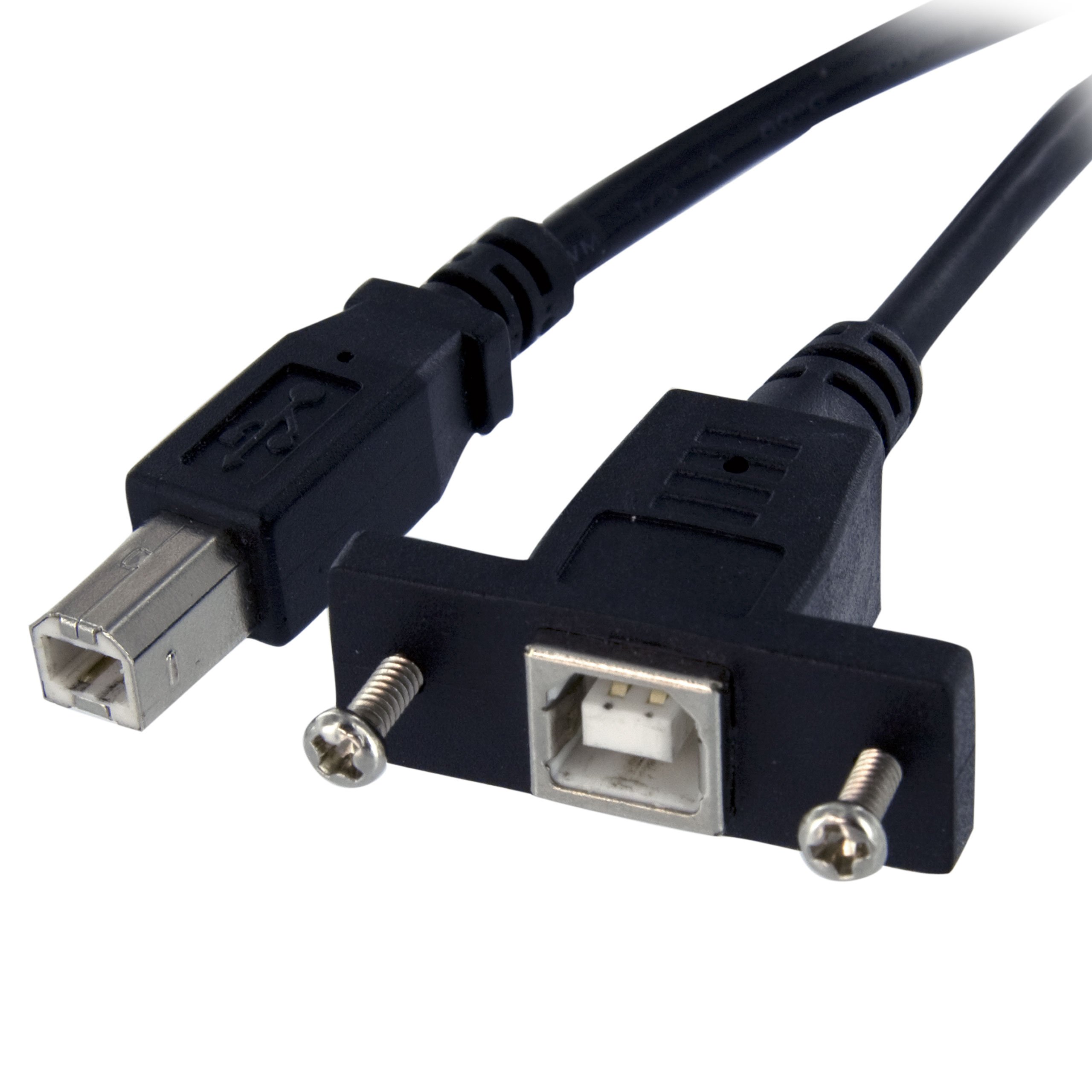 StarTech.com 1 ft Panel Mount USB Cable B to B - F/M - USB Type B (F) to USB Type B (M) - USB 2.0 - Molded Hood