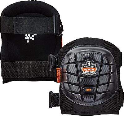 Ergodyne ProFlex 357 Professional Knee Pads, Protective Short Cap, Lightweight Gel Padded Technology, Adjustable Straps