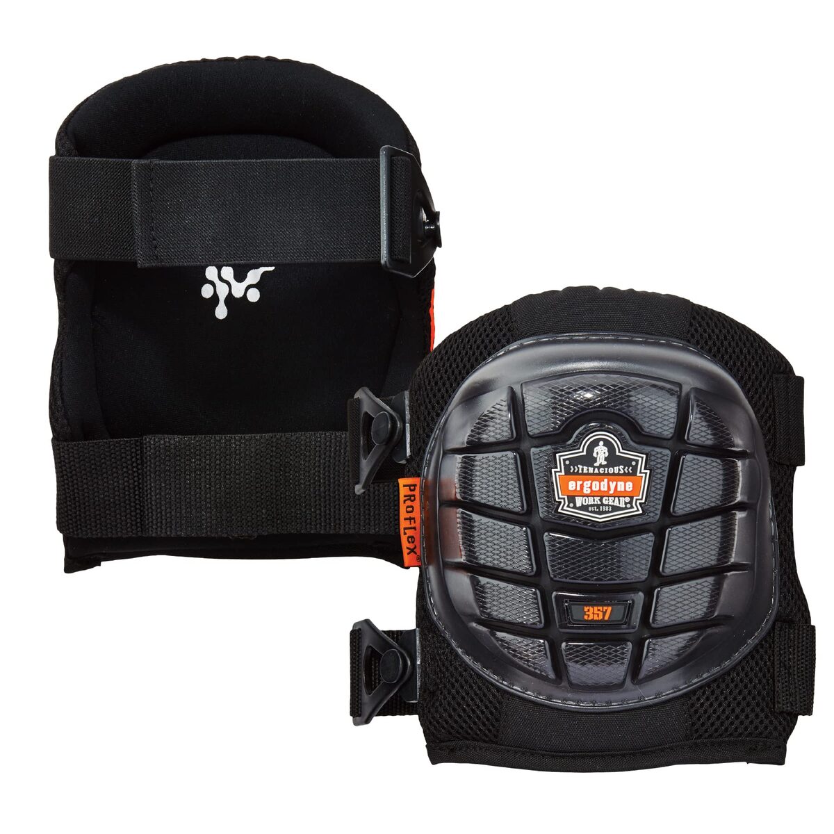 Ergodyne ProFlex 357 Professional Knee Pads, Protective Short Cap, Lightweight Gel Padded Technology, Adjustable Straps