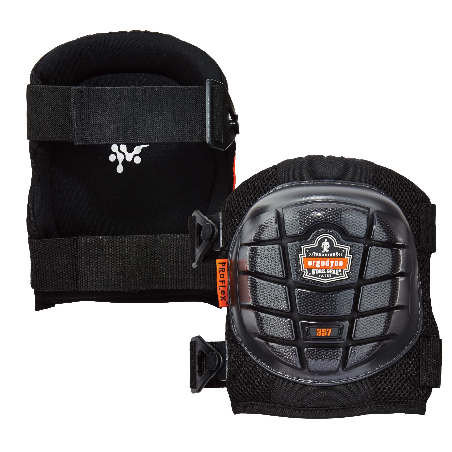 Ergodyne ProFlex 357 Professional Knee Pads, Protective Short Cap, Lightweight Gel Padded Technology, Adjustable Straps
