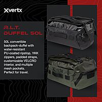 VERTX RLT Tactical Travel Duffel Bag Backpack, Tactigami-Compatible