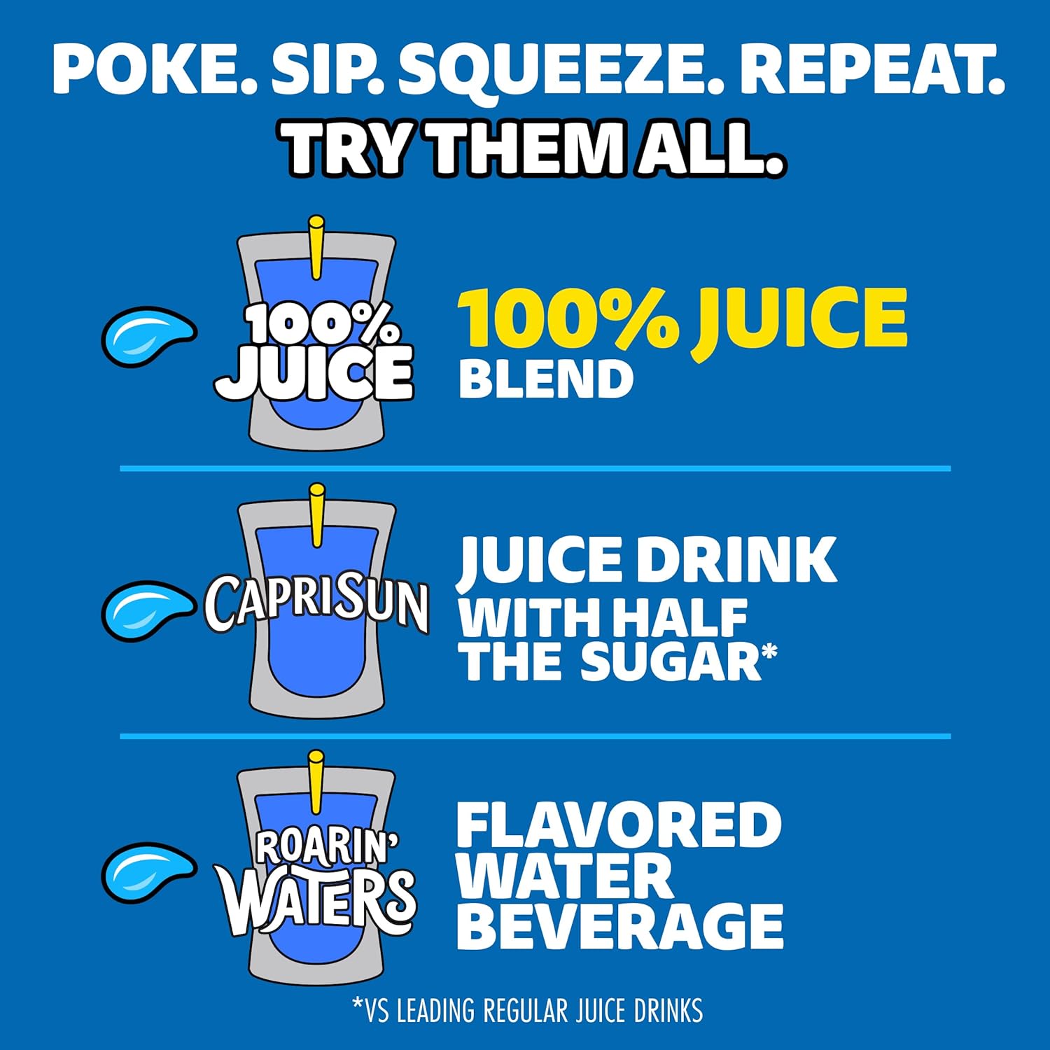Capri Sun 100% Fruit Punch, Berry & Apple Juice Variety Pack Ready-to-Drink Juice (40 Pouches, 4 Boxes of 10)