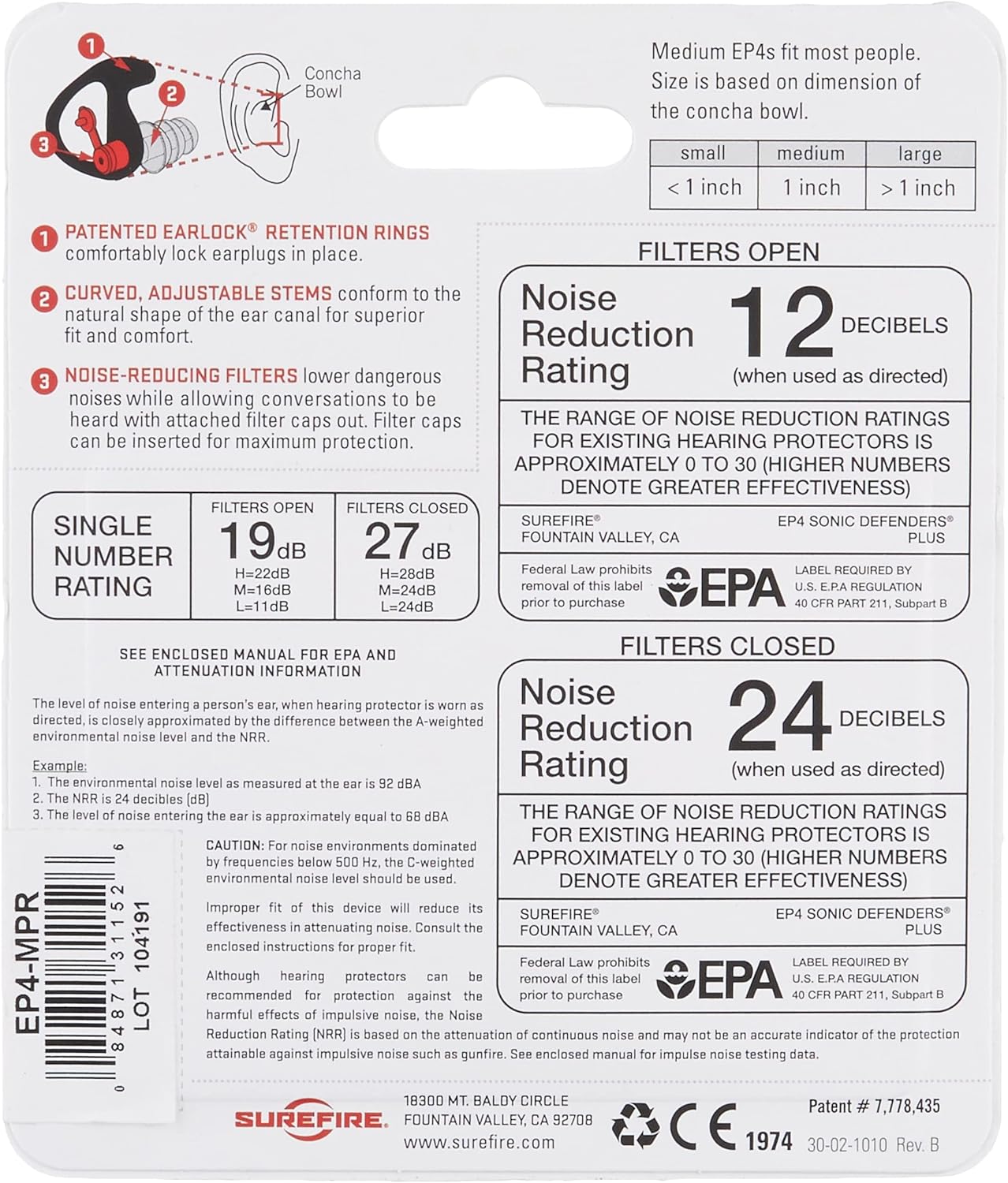 SureFire EP4 Sonic Defenders Plus filtered Earplugs