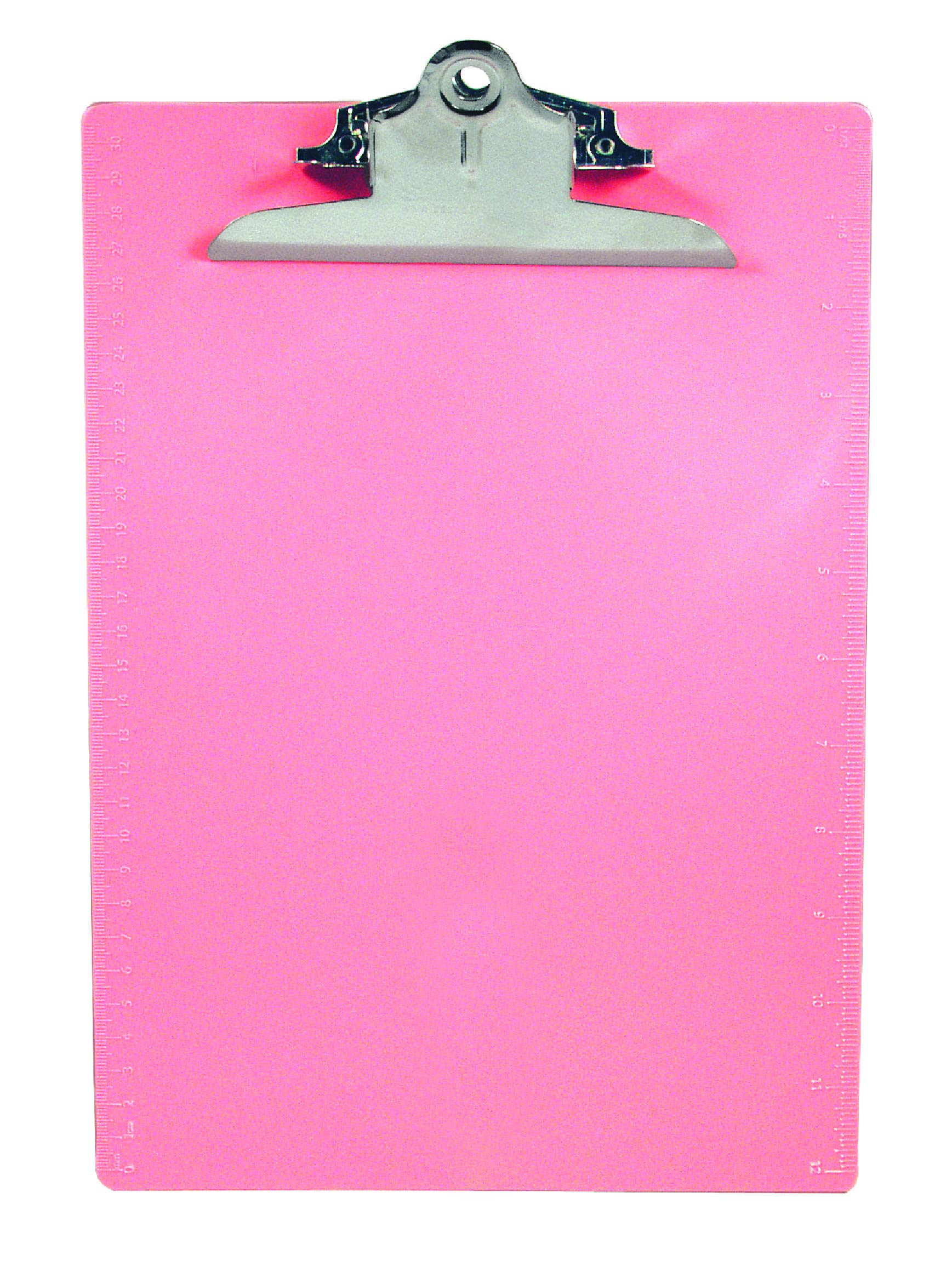 Saunders Plastic Clipboard, 1in Clip, 96% Recycled, Pink