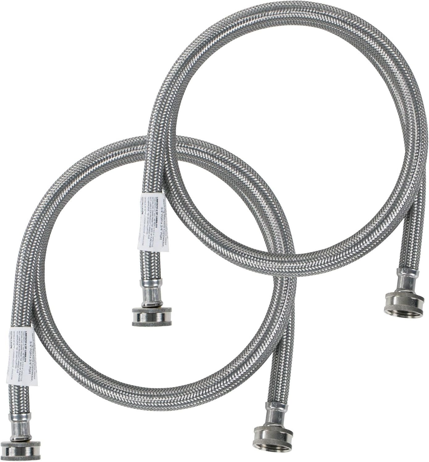 Certified Appliance Accessories Washing Machine Hoses (2 Pack), Hot and Cold Water Supply Lines, 4 Feet