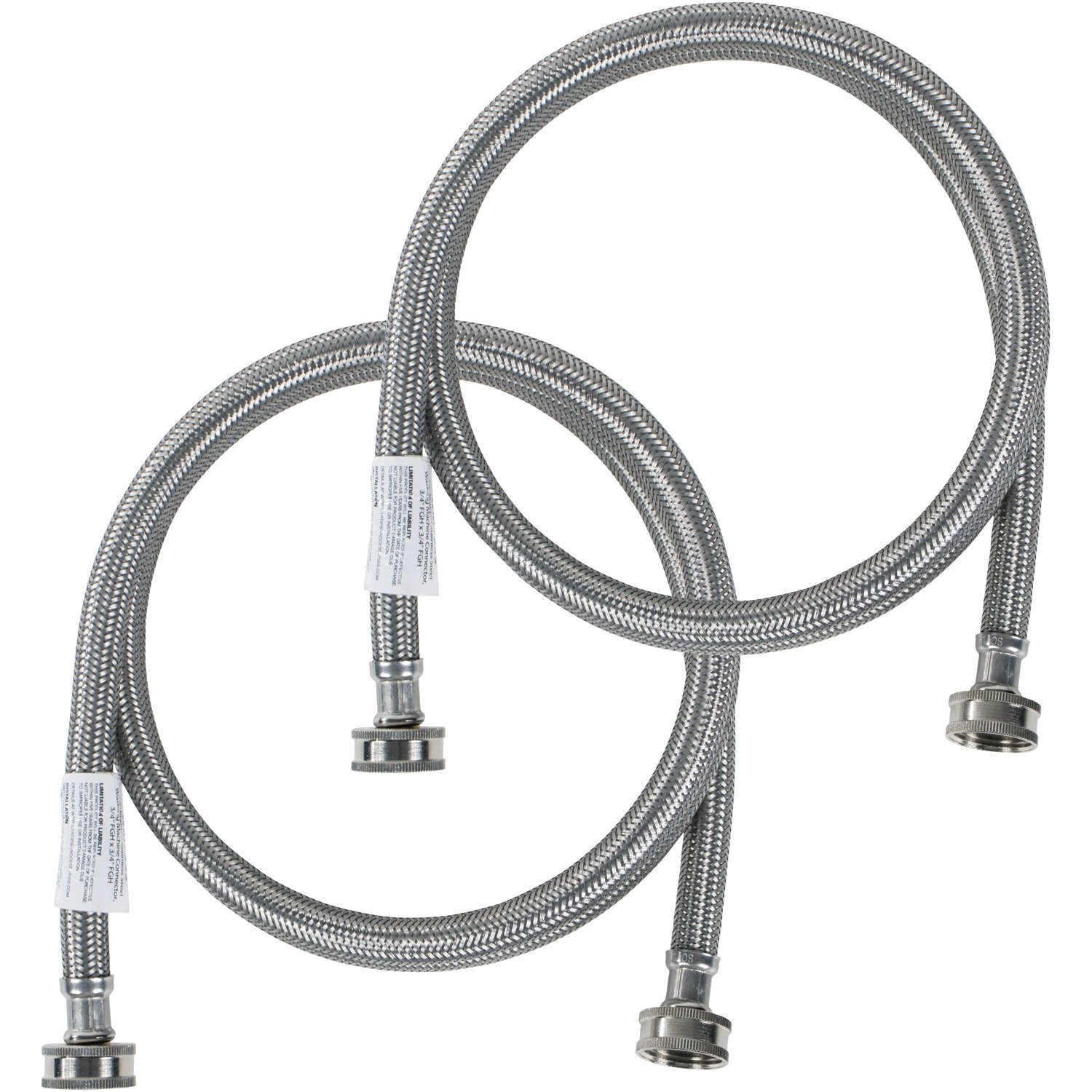 Certified Appliance Accessories Washing Machine Hoses (2 Pack), Hot and Cold Water Supply Lines, 6 Feet