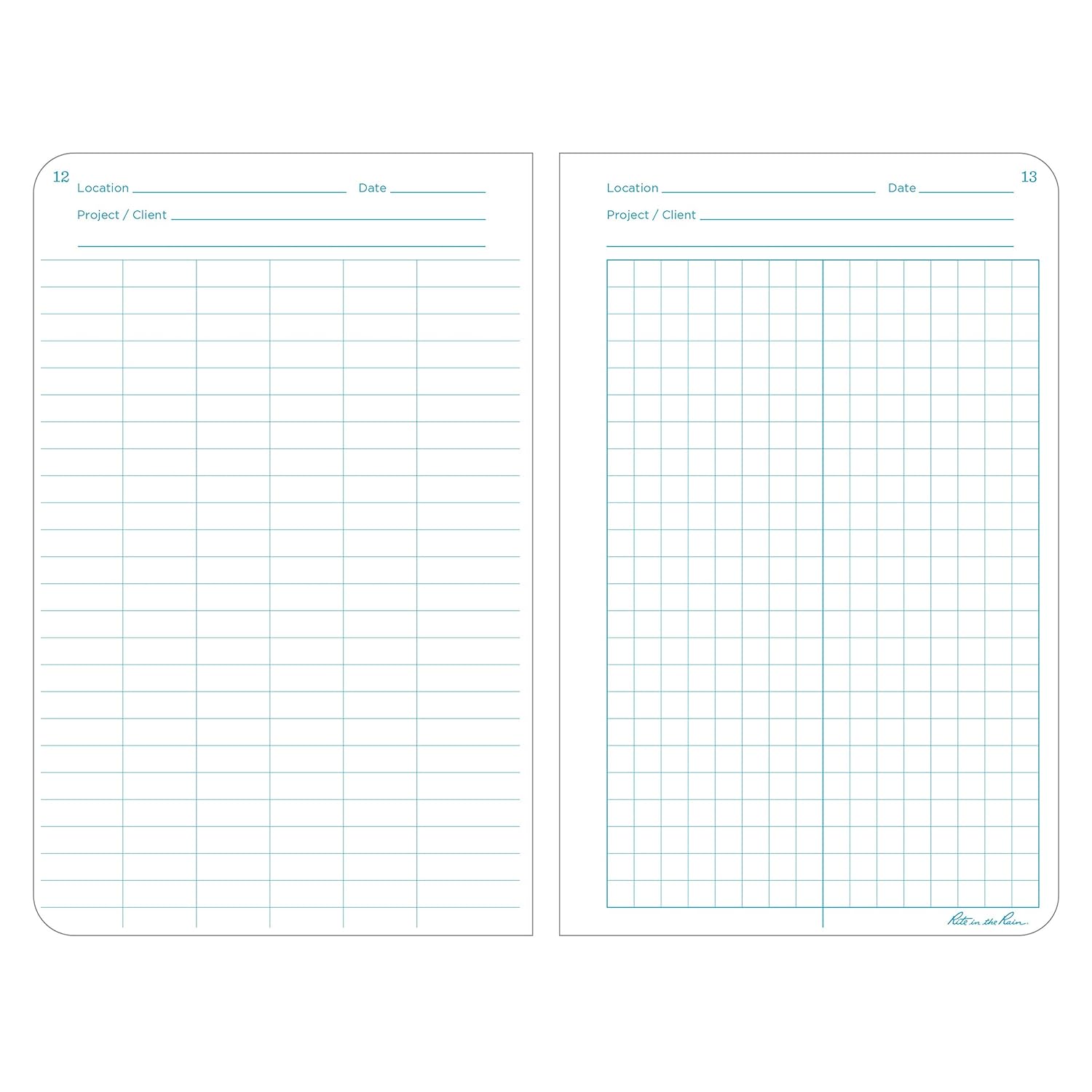 Rite in the Rain Weatherproof Hard Cover Notebook, 4.75" x 7.5", Yellow Cover, Environmental Pattern (No. 550F)