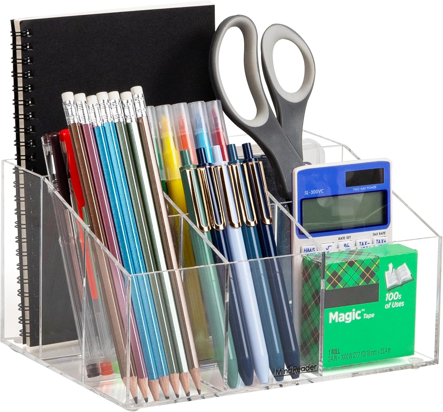 MIND READER Acrylic Desktop Organizer, Clear