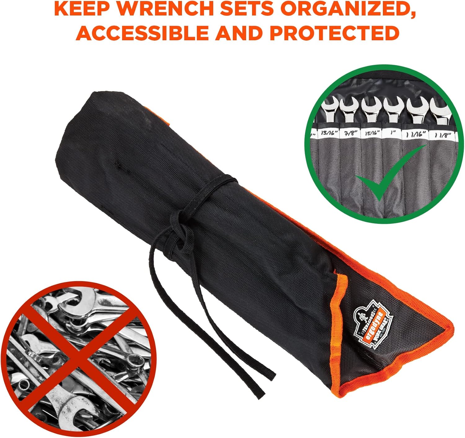 Ergodyne Arsenal 5873 Wrench Roll-Up, 14-Pocket Organizer