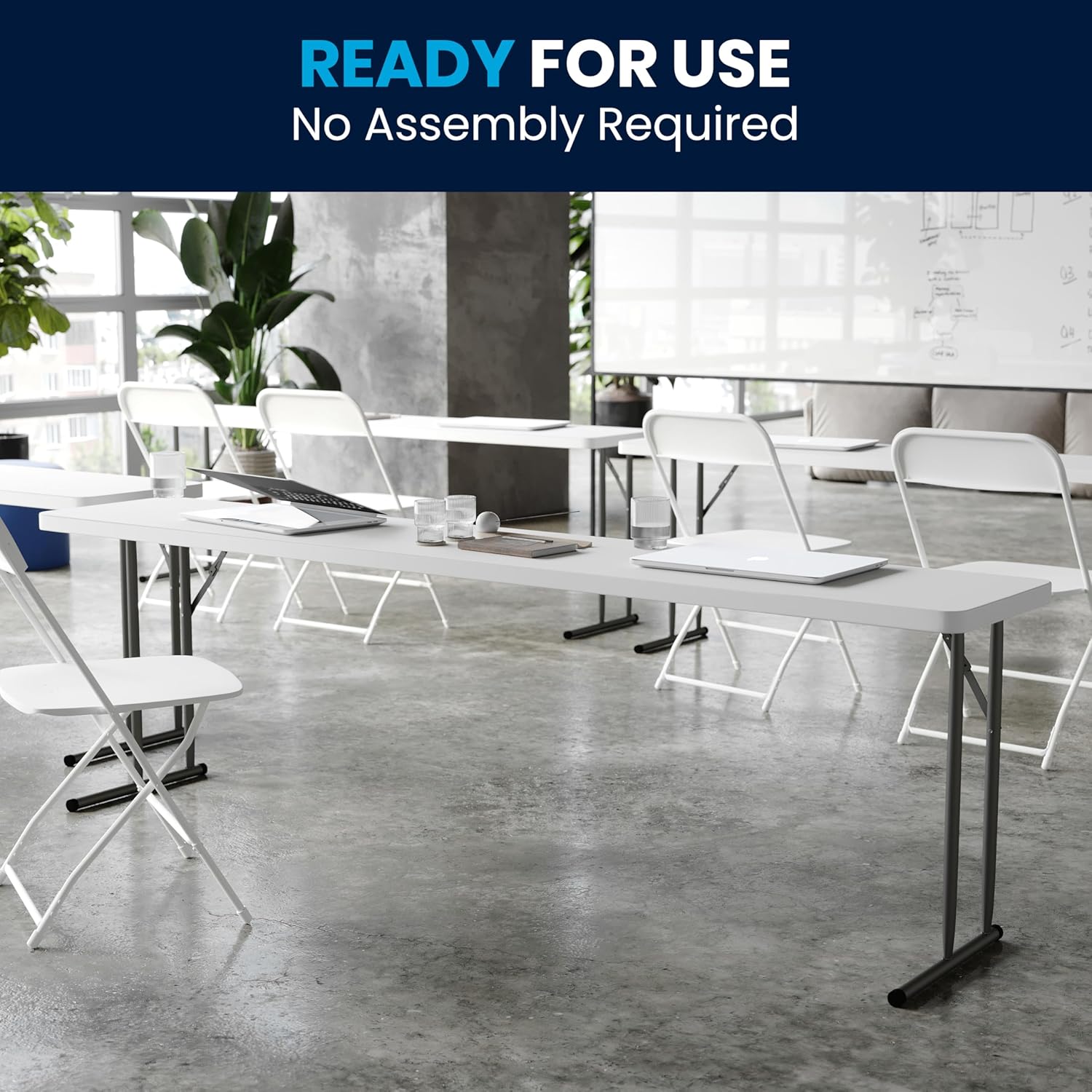 FLASH FURNITURE Plastic Folding Training and Event Table, Rectangular