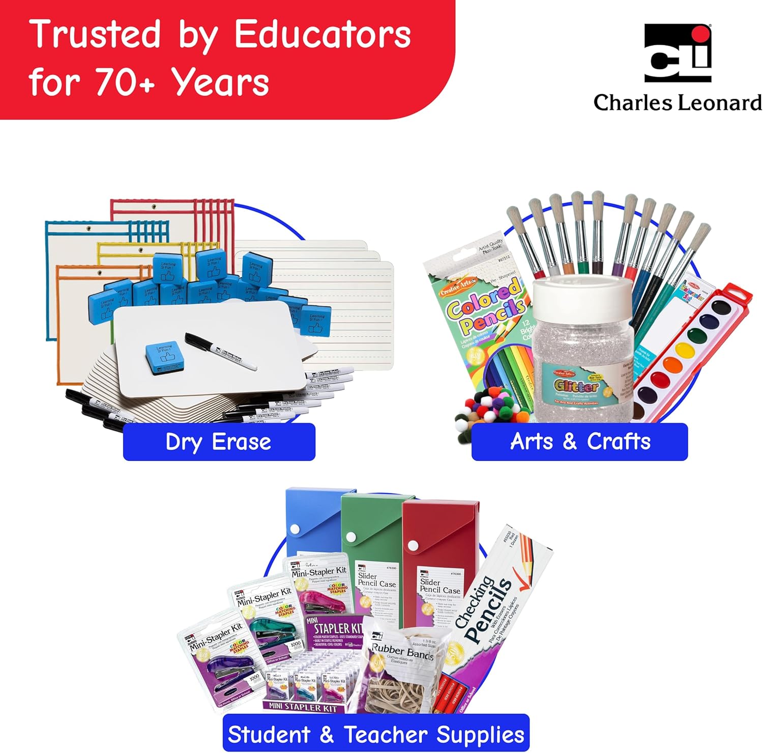 CHARLES LEONARD Dry Erase Lapboard Class Pack with Markers and Erasers