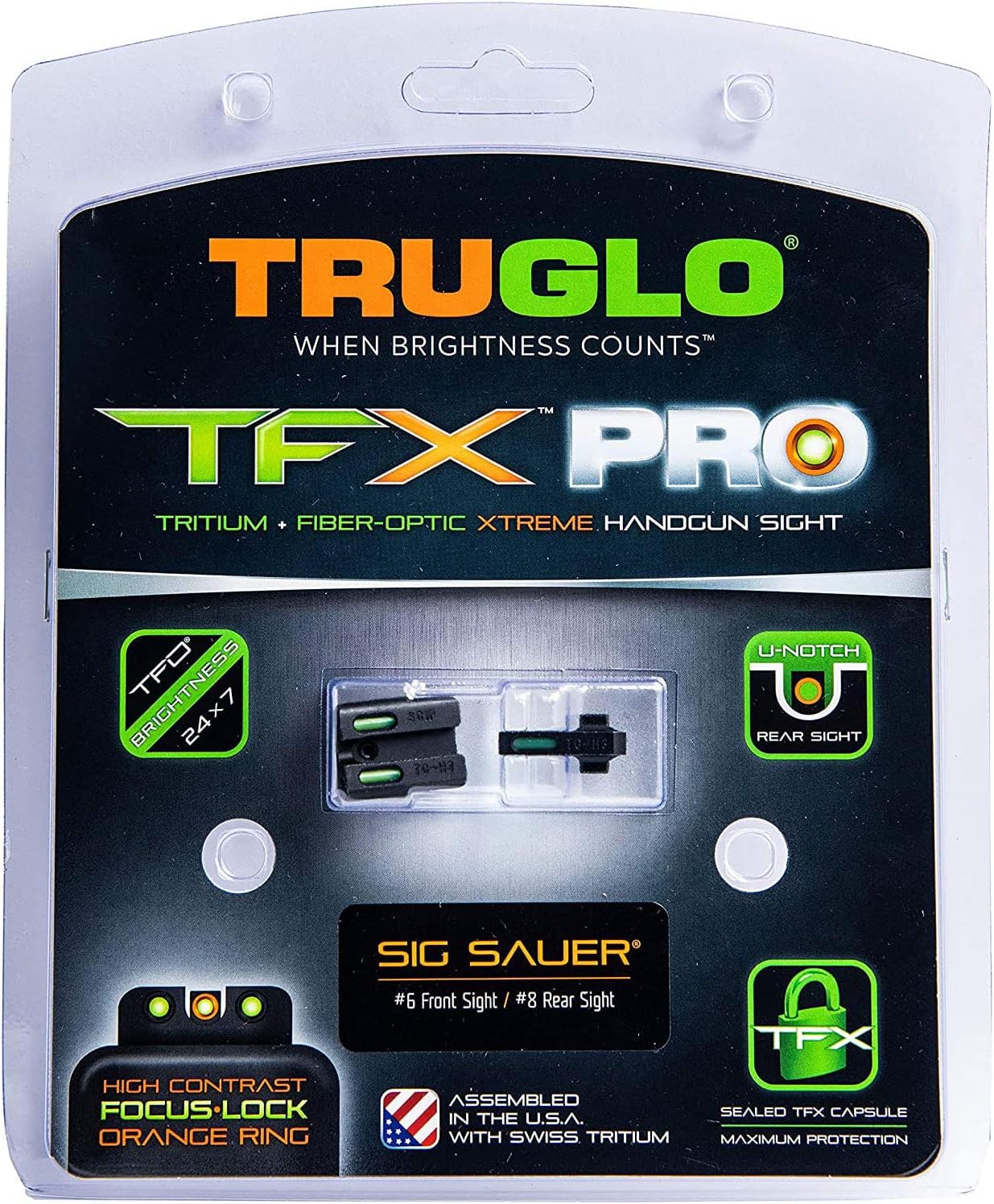 TRUGLO TFX PRO Handgun Night Sights Tritium and Fiber Optic