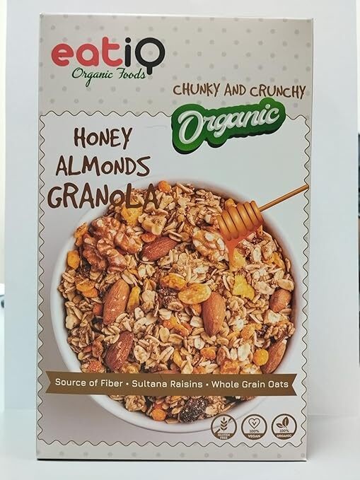 eatiQ Organic Foods - ORGANIC CRUNCHY HONEY ALMOND GRANOLA 320G