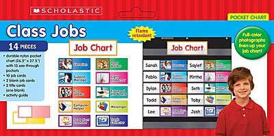 Scholastic Teacher Resources Pocket Chart, Daily Schedule, 13in x 33in, Black, Kindergarten to Grade 5