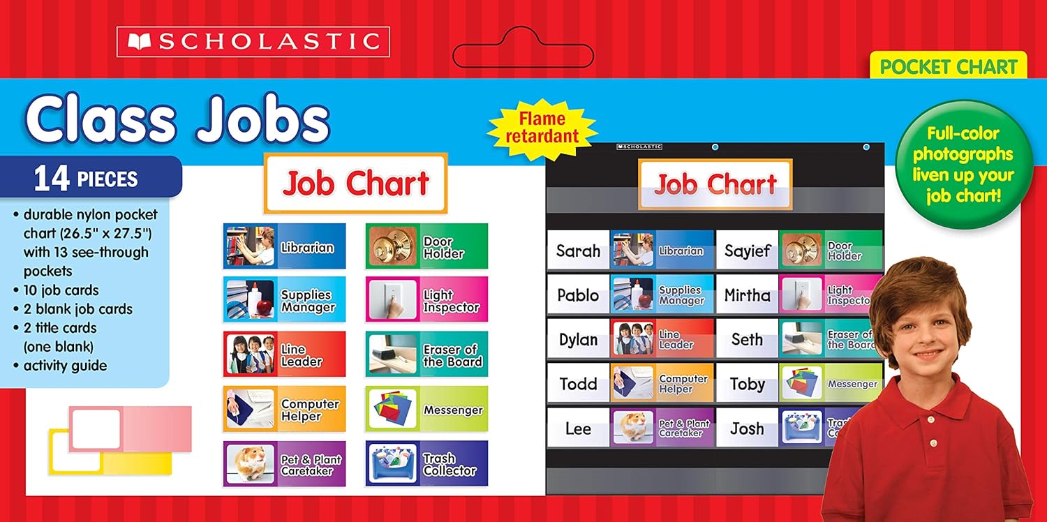 Scholastic Teacher Resources Pocket Chart, Daily Schedule, 13in x 33in, Black, Kindergarten to Grade 5