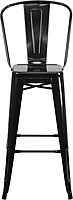 Flash Furniture Commercial Grade 30" High Black Metal Indoor-Outdoor Barstool with Removable Back Black Set of 1
