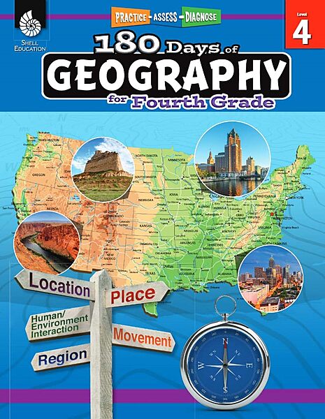 180 Days™: Social Studies, Geography for 4th Grade Practice Workbook for Classroom and Home, Cool and Fun Practice Created by Teachers (180 Days of Practice)
