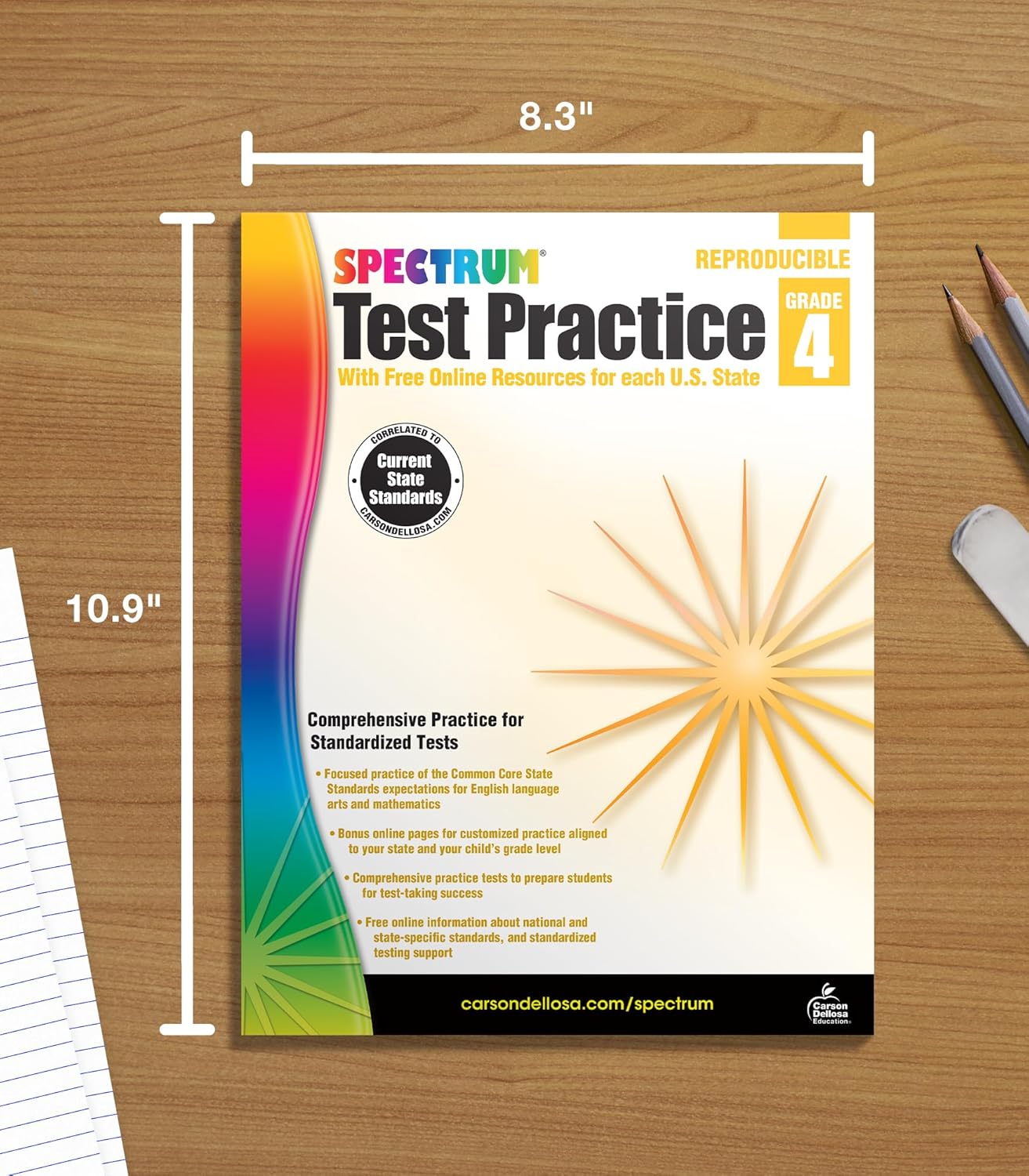 Carson Dellosa Spectrum 4th Grade Test Practice Workbook All Subjects, Ages 9 to 10, Grade 4 Test Practice Math