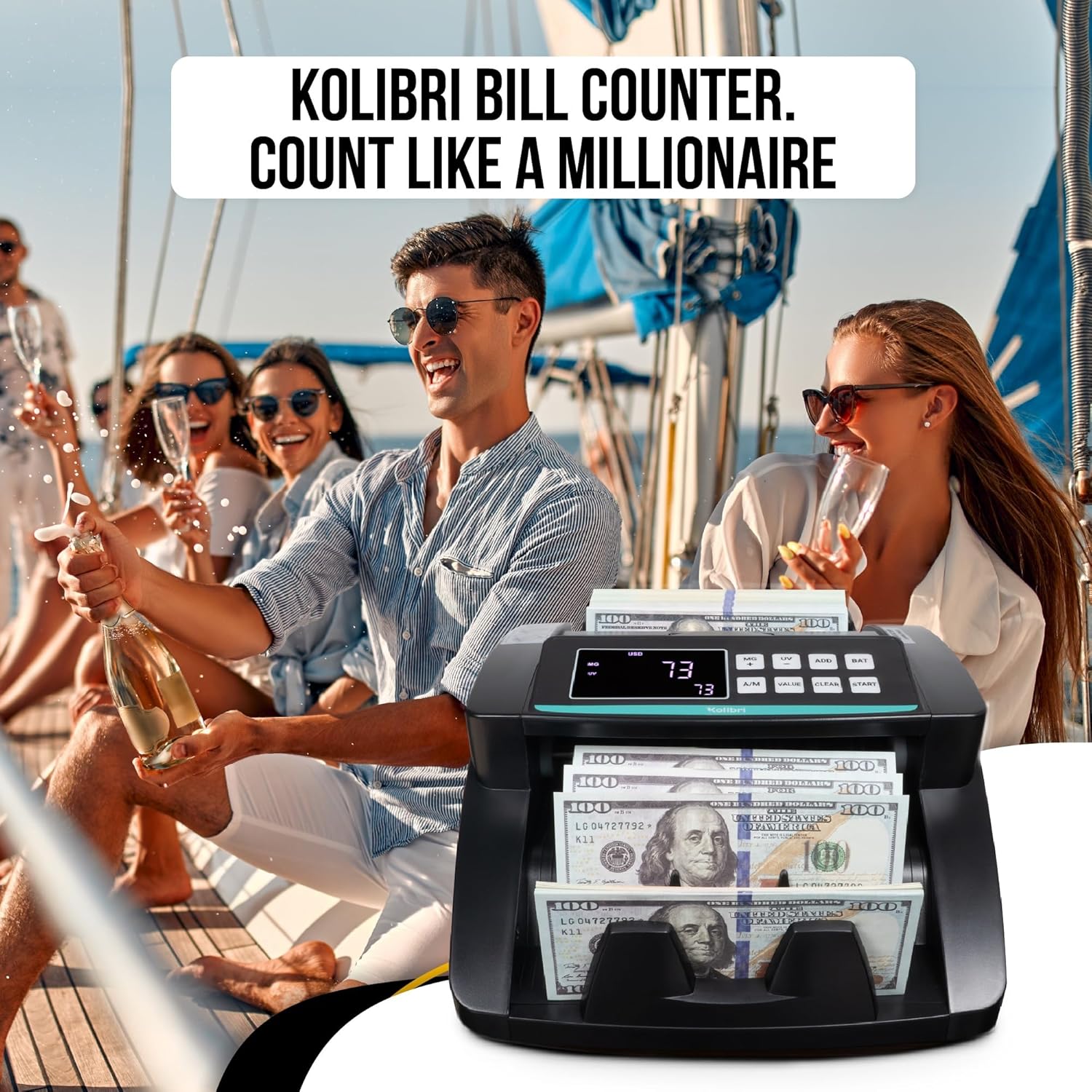 KOLIBRI Money Counter Machine with Advanced Counterfeit Detection and LCD