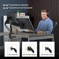 Fellowes Platinum Series Monitor Arm for 40-Inch Monitors, Full Motion, VESA Mount, USB Ports, Ergonomic