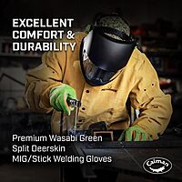 CAIMAN Premium Wasabi Green Split Deerskin MIG/Stick Welding Gloves