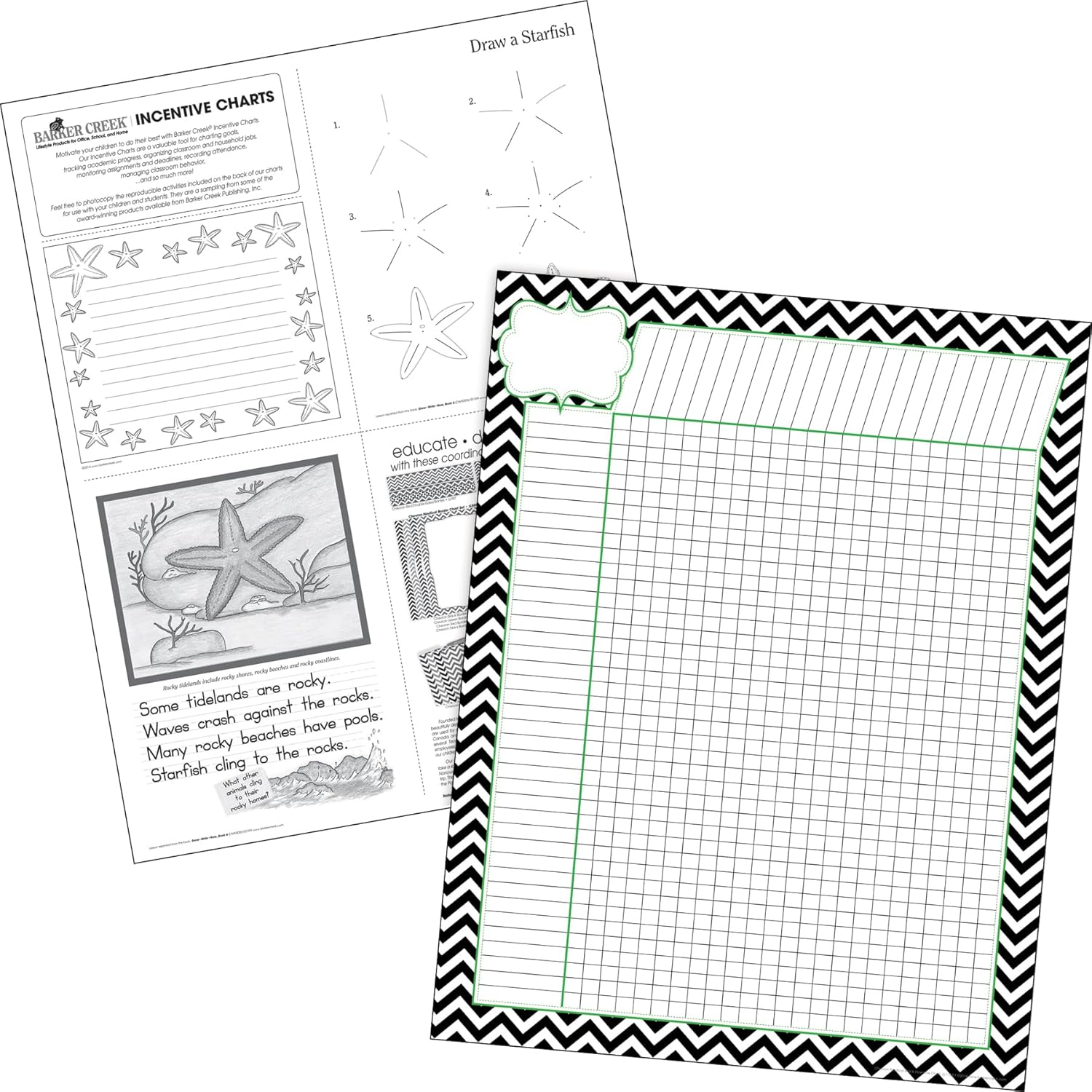 BARKER CREEK Incentive Chart Set of 4, Chevron, 17 x 22