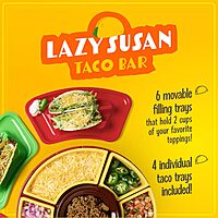 Nostalgia Taco Tuesday Heated Lazy Susan Taco Bar Serving Set for a Party with 4 Tortilla Holders, Fondue Pot for Burritos