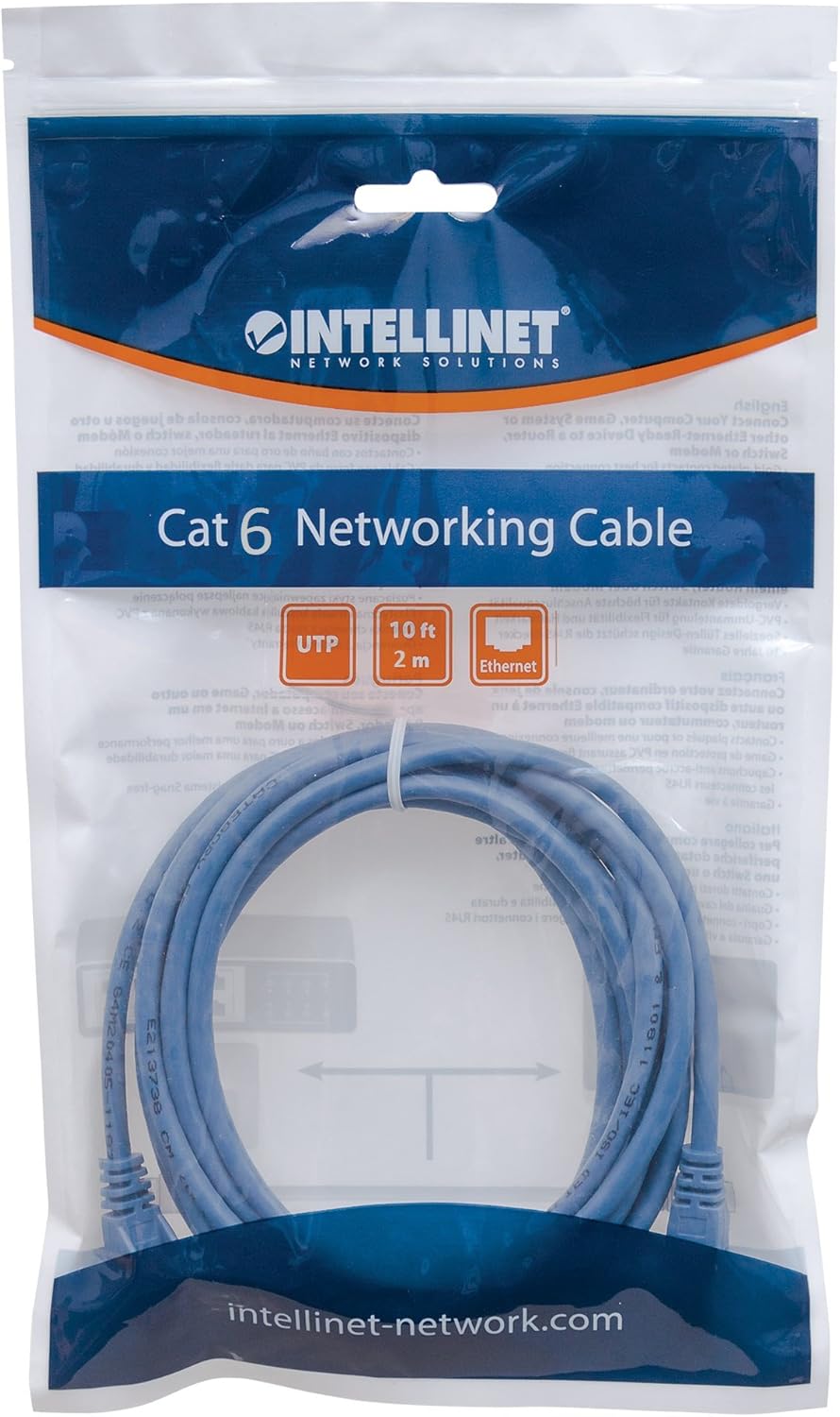 Intellinet Network Solutions Cat6 RJ-45 Male/RJ-45 Male UTP Network Patch Cable, 7-Feet (342599)
