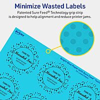 Avery Printable Round Labels, Sure Feed Technology, 2" Diameter, Bright Blue Labels, Print-to-The-Edge, Laser/Inkjet Printable, 120 Total
