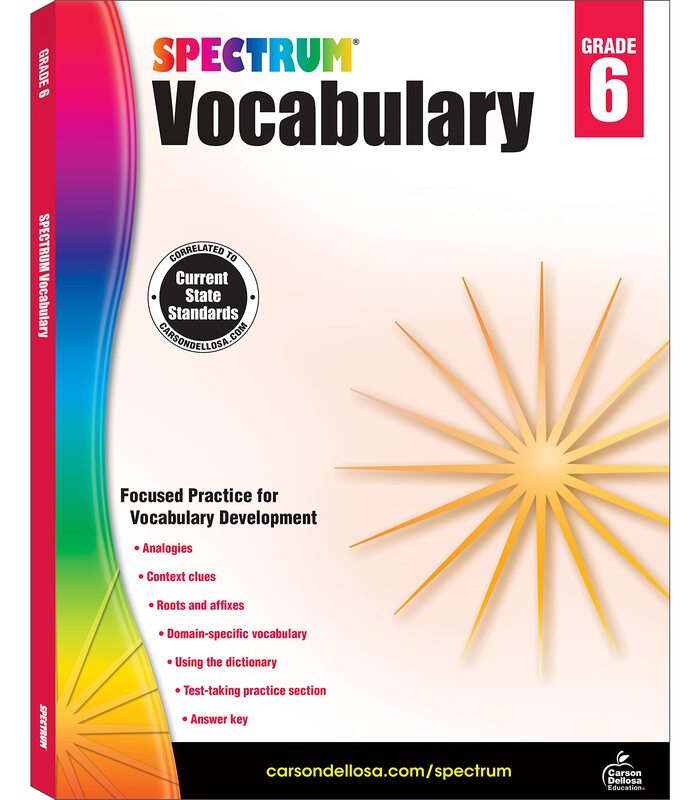 Spectrum Grade 6 Vocabulary Workbooks, Ages 11 to 12, 6th Grade Vocabulary Workbook, Vocabulary Analogies, Dictionary Skills