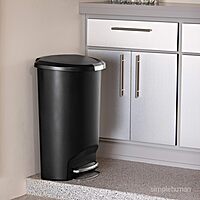 simplehuman 50 Liter / 13 Gallon Semi-Round Kitchen Step Trash Can with Secure Slide Lock