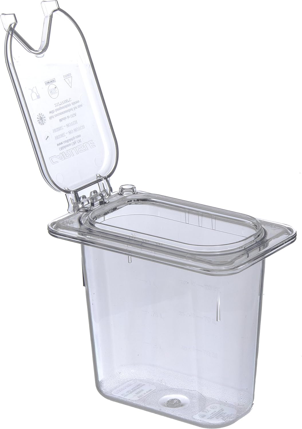 Carlisle FoodService Products 10339Z07 EZ Access Hinged Lid with Handle and Notch, Ninth Size, Clear