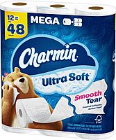 Charmin Ultra-Soft 2-Ply Toilet Paper Mega Rolls, 4in x 4in, White, 224 Sheets Per Roll, Pack Of 12 Rolls