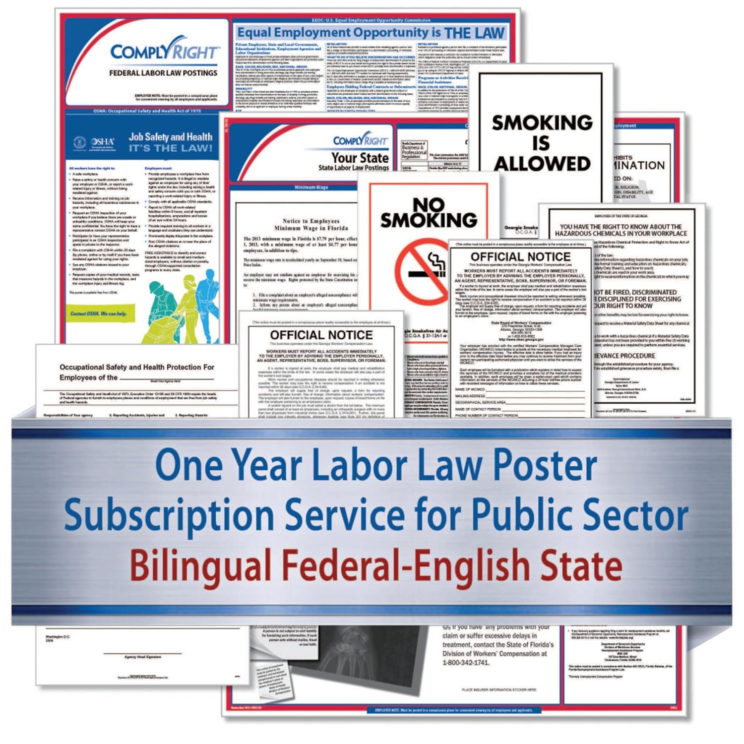 ComplyRight Federal (Bilingual), State and Public Sector (English) Labor Law 1-Year Poster Service, Iowa (U1200CBOPSECIA)
