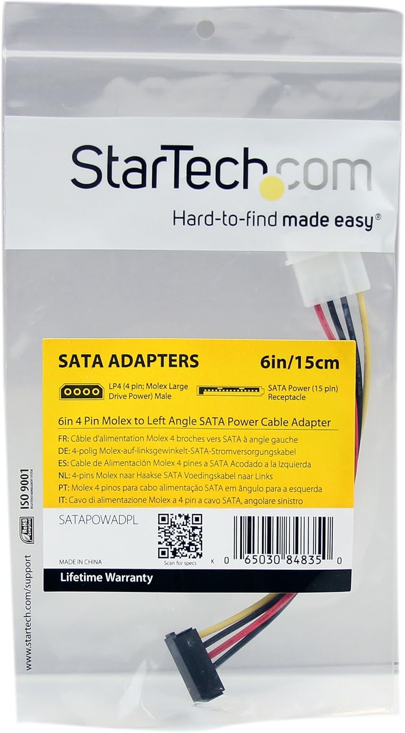 StarTech.com 6in LP4 (4-pin Molex) to SATA Power Cable Adapter