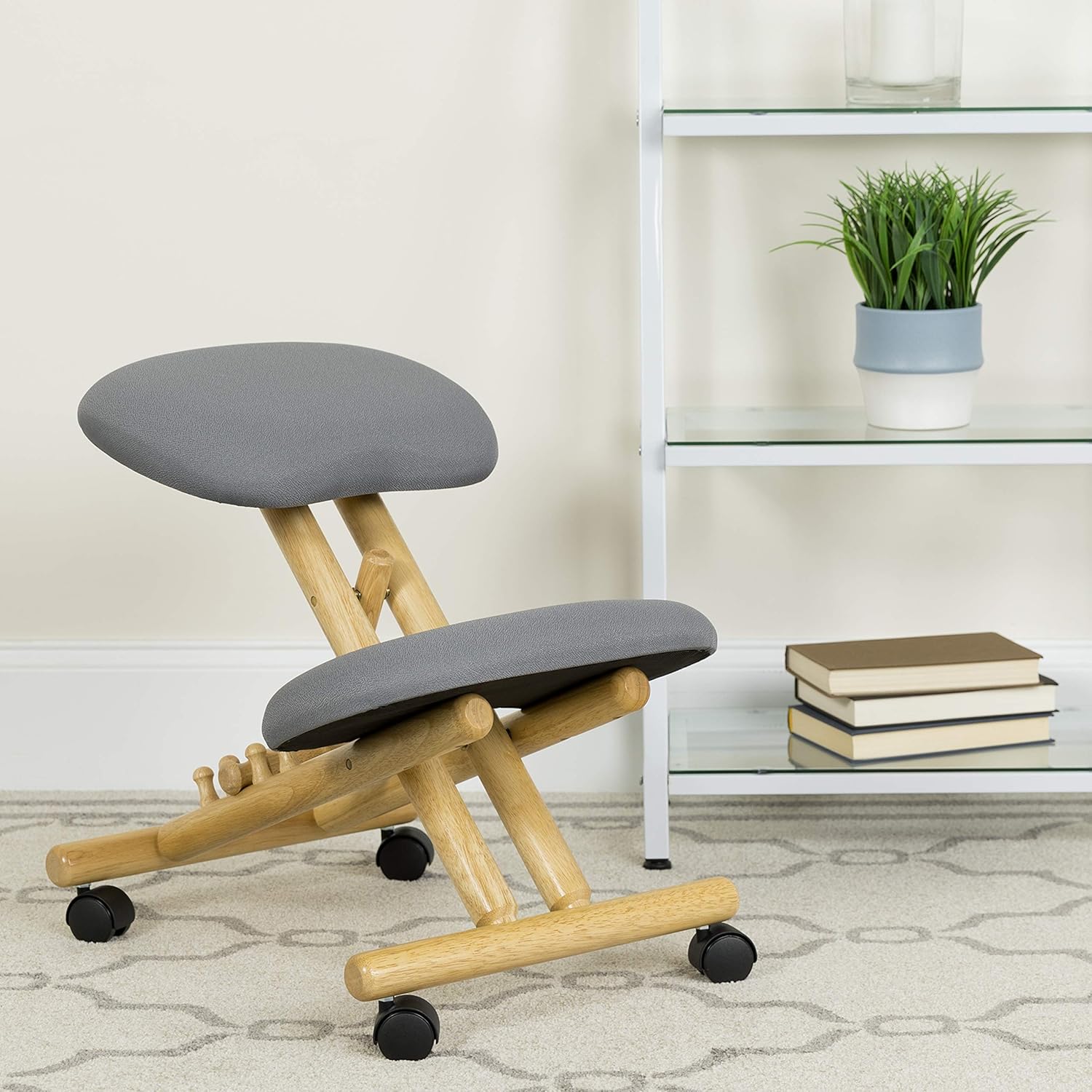 Flash Furniture Posey Mobile Wooden Ergonomic Kneeling Office Chair