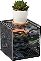Mind Reader Desktop Accessory Storage, Desk Supplies, Organizer, Office, Metal Mesh, 6.25" L x 6.5" W x 6.5" H, Black 6.25"L x 6.5"W x 6.5"H 3 Drawers