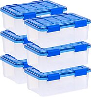 IRIS USA 6Pack 19qt WEATHERPRO Airtight Plastic Storage Bin with Lid and Seal and Secure Latching Buckles
