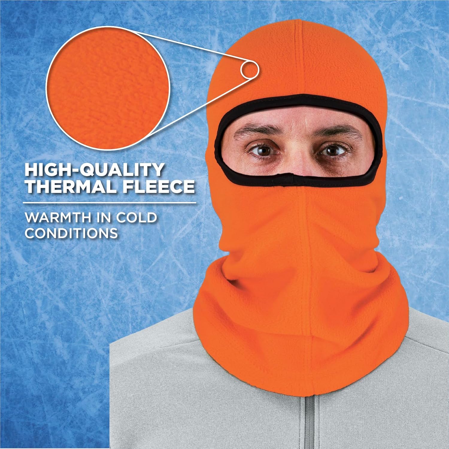 Ergodyne N-Ferno 6821 Winter Ski Mask Balaclava, Thermal Fleece Orange One Size Balaclava Face Mask - Fleece