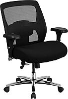 Flash Furniture Hercules Series Big & Tall Swivel Office and Gaming Chair, Ergonomic Mesh Office Chair with Padded Seat and Ratchet Back, Black
