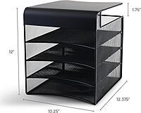 SAFCO Onyx Hanging Under-Desk Organizer, Steel Mesh