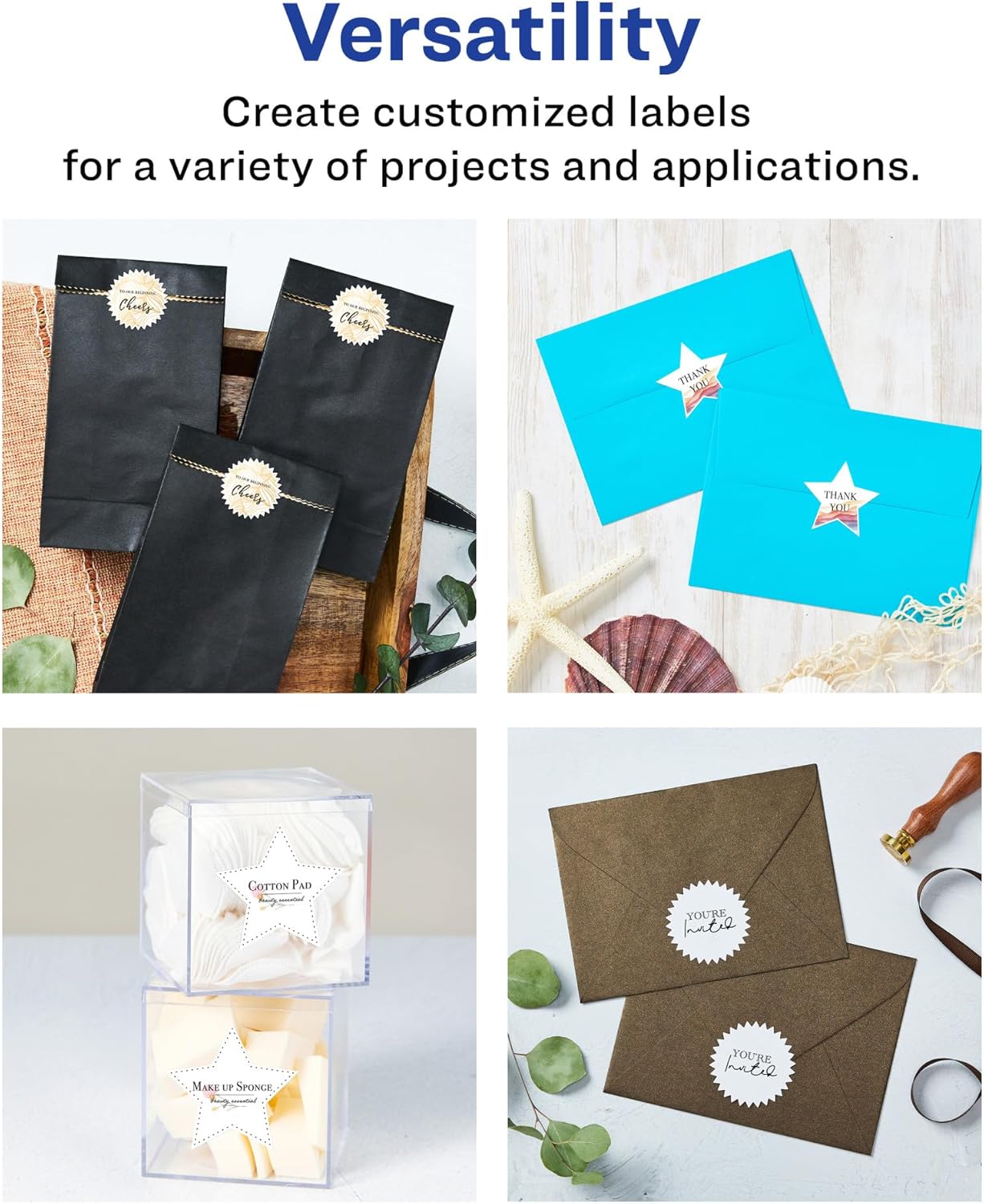 AVERY Matte White Removable Star Labels, Sure Feed Technology, Print-to-The-Edge, Laser/Inkjet Printable