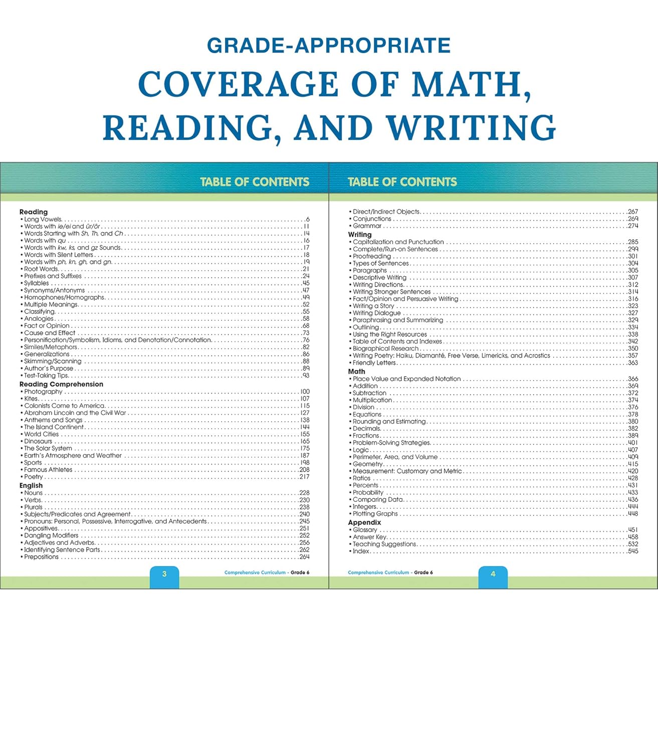 Carson Dellosa Comprehensive Curriculum of Basic Skills 6th Grade Workbooks All Subjects, Reading Comprehension
